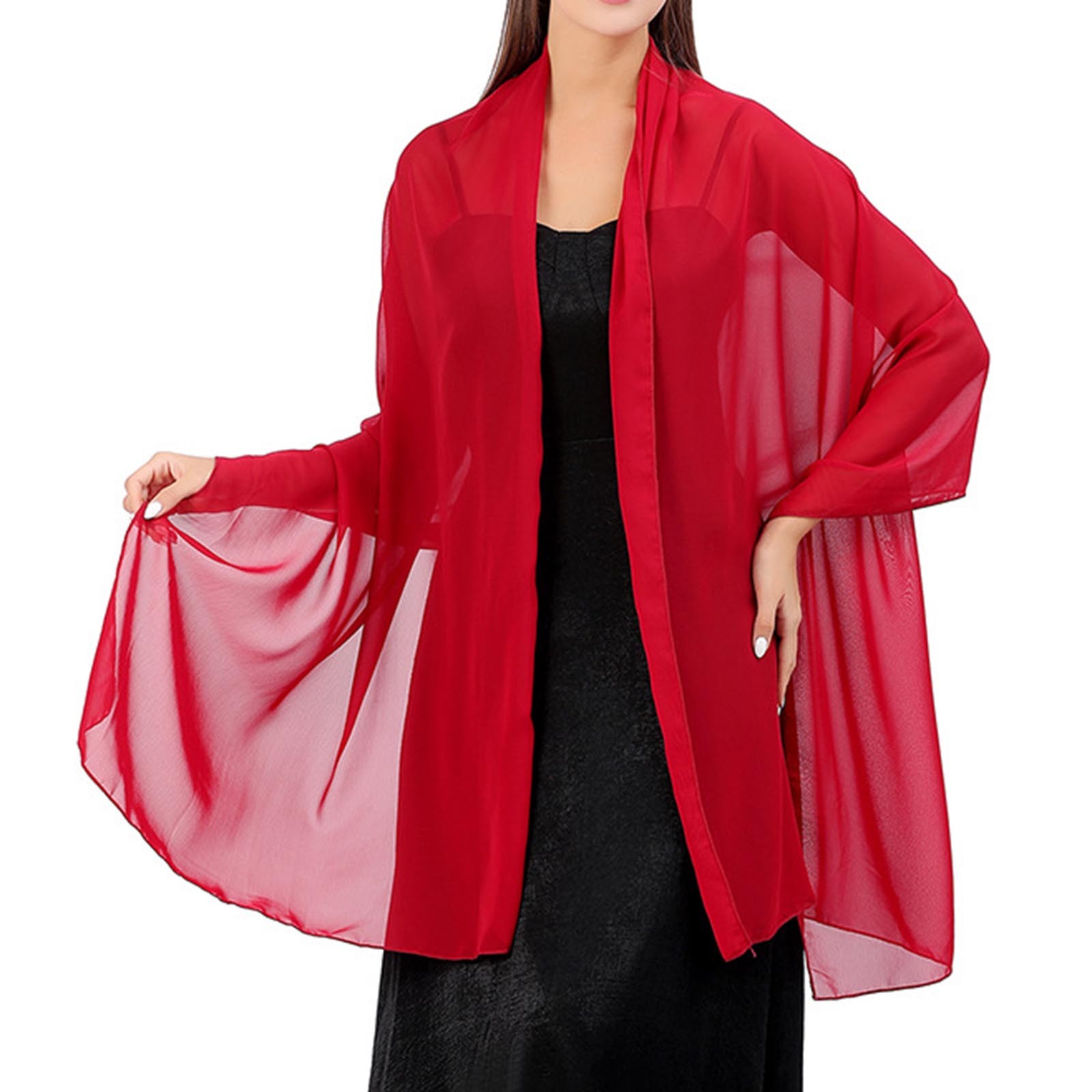 thumbnail image 2 of Chal de gasa para mujer - Talla grande, 30 colores - Perfecto para bodas, vestidos de noche, pareos de playa y viajes, 2 of 4